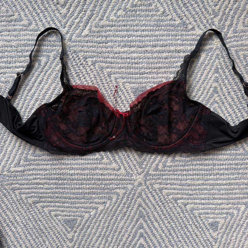 Women's Skarlett Blue Minx Unlined Balconette Bra - Black/Red - 36C